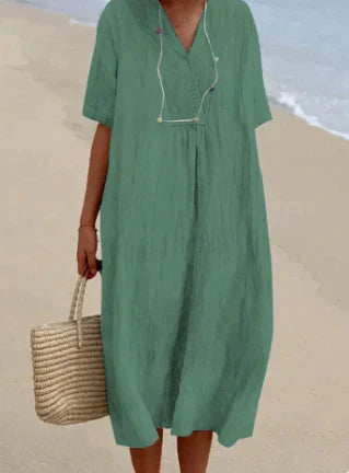 Alda | Abito In Lino Da Cerimonia Verde
