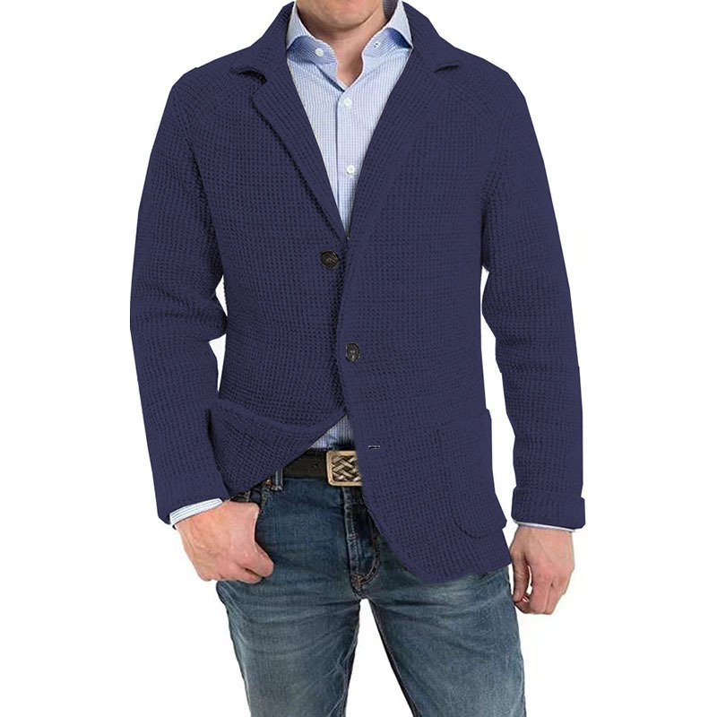 Cardigan Lavorato A Maglia Elegante Per Uomo | Virel Blu