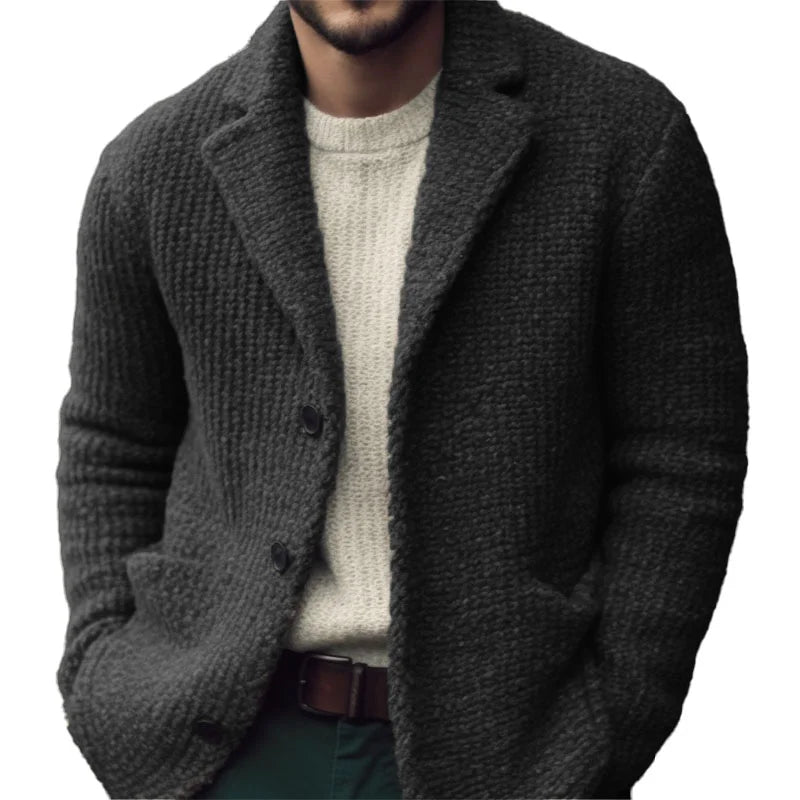 Cardigan Lavorato A Maglia Elegante Per Uomo | Virel Nero