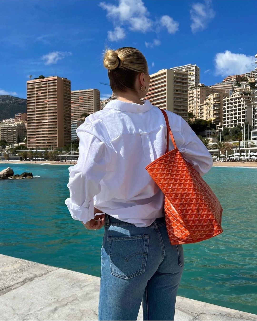 Borsa Shopper con Motivo Geometrico da Donna | Amélie Arancione Taglia unica