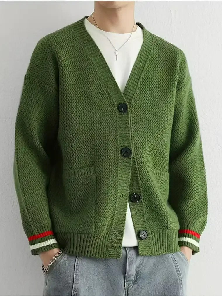 Calibro | Cardigan A Righe Con Scollo V Verde