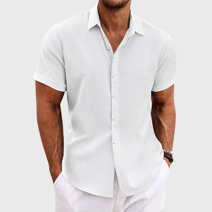 Camicia A Maniche Corte In Lino Per Uomini | Trevix Bianco