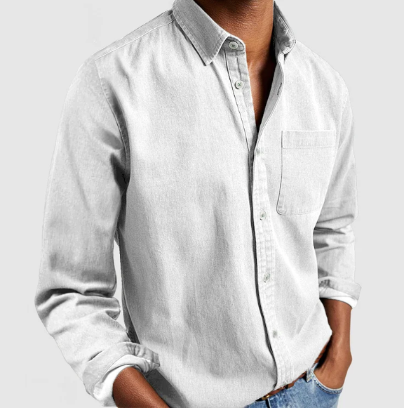 Camicia Denim Per Uomo Cotone Miscela Chiusura Bottoni | Zyn