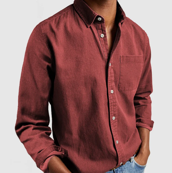 Camicia Denim Per Uomo Cotone Miscela Chiusura Bottoni | Zyn