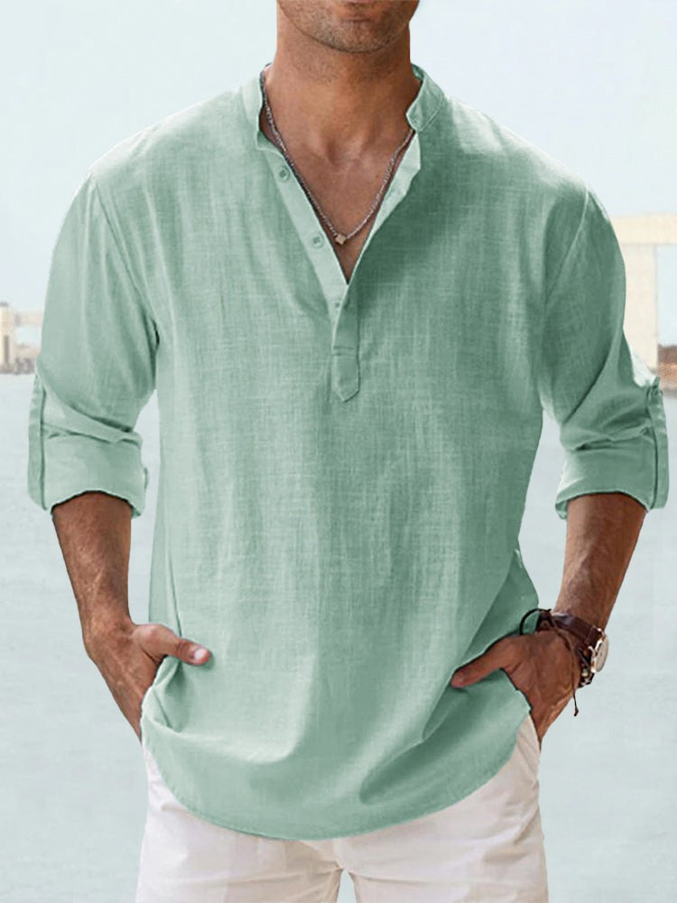 Camicia In Lino Casual Per Uomini | Fentry Verde Menta