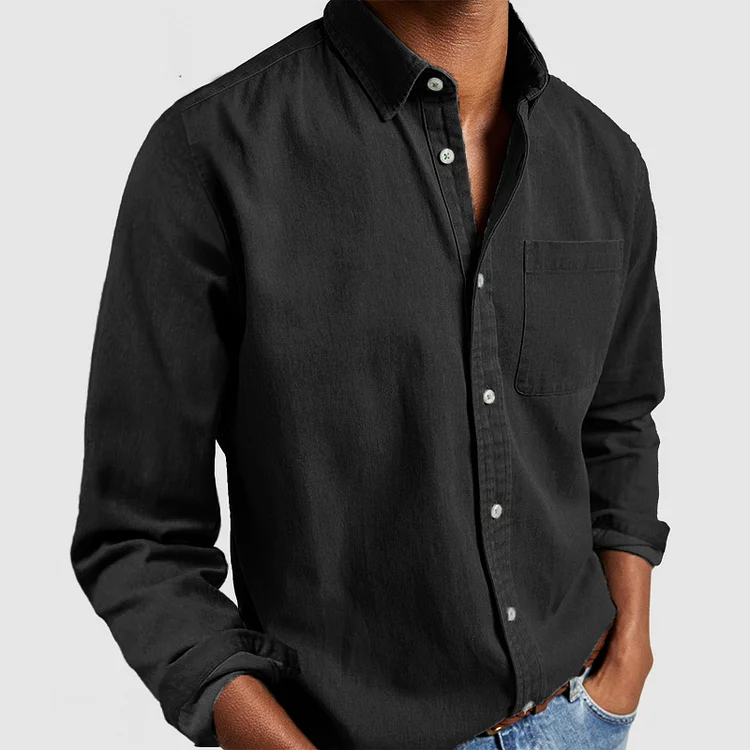 Camicia Jeans a Maniche Lunghe per Uomini | Zentrox Nero