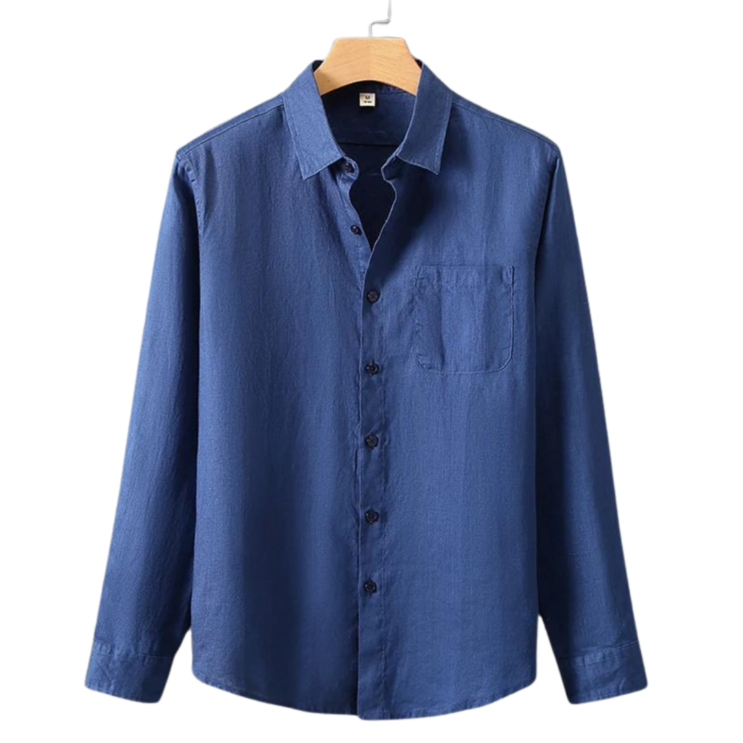 Camicia a Maniche Lunghe in Lino per Uomini | Fylara Blu