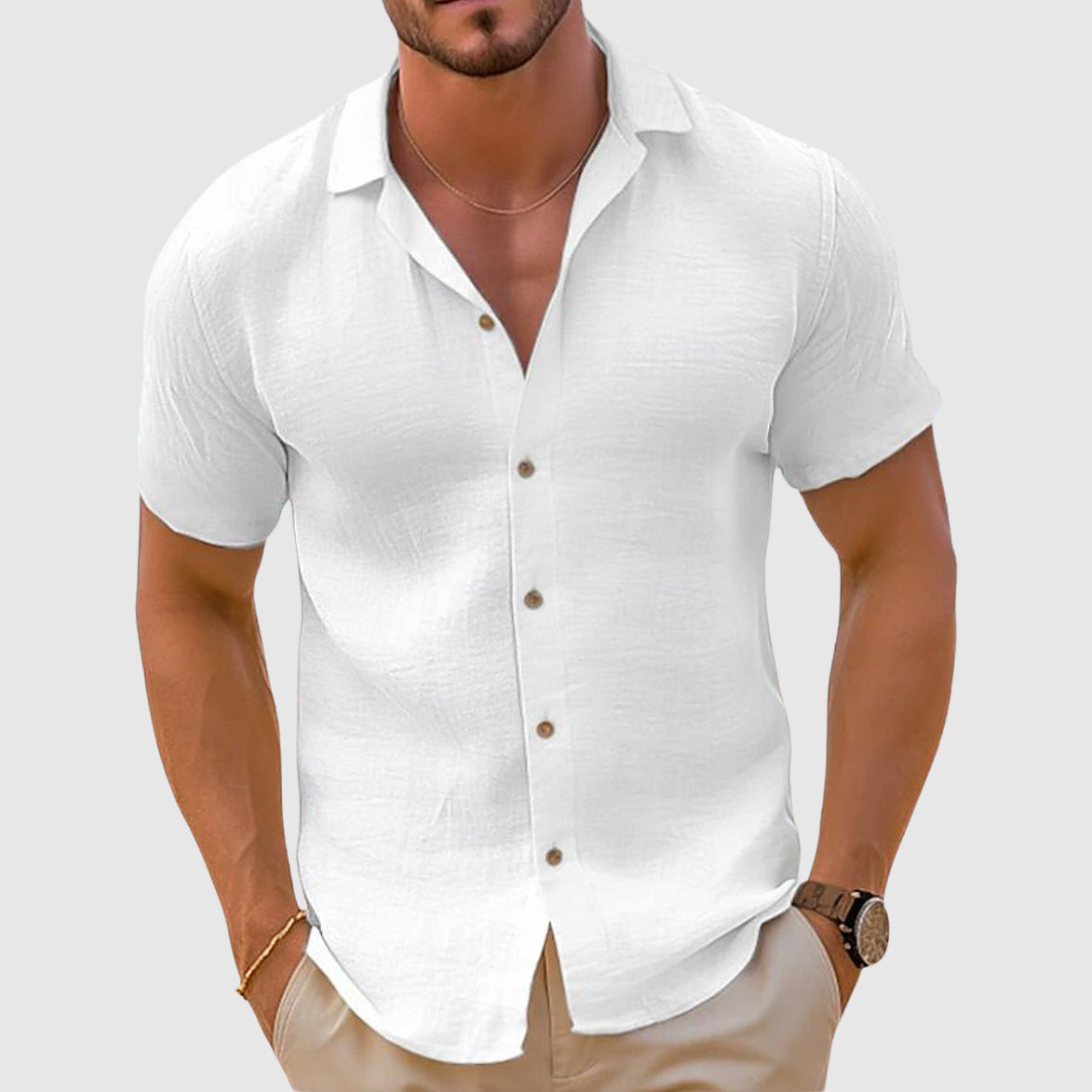 Camicia di Lino per Uomini | Tredan Bianco