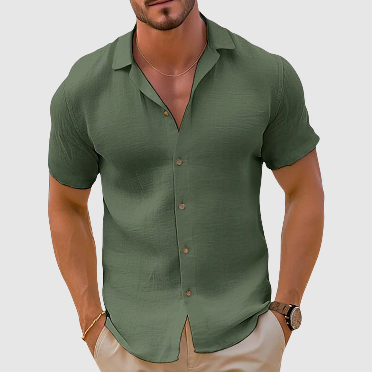 Camicia di Lino per Uomini | Tredan Verde