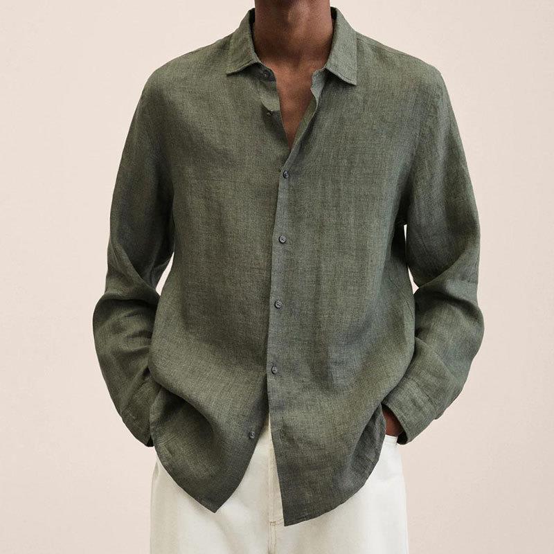 Camicia in Lino per Uomini | Varnix Verde Militare