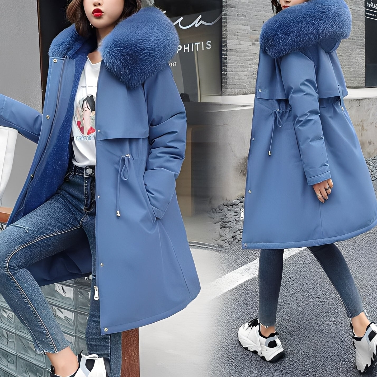 Cappotto Imbottito Con Cappuccio Per Donna | Virella Blu