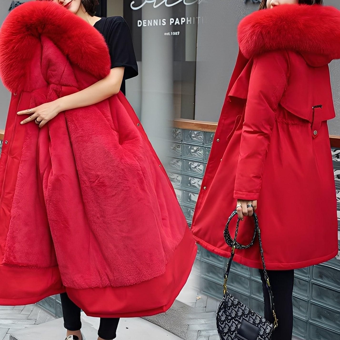 Cappotto Imbottito Con Cappuccio Per Donna | Virella Rosso