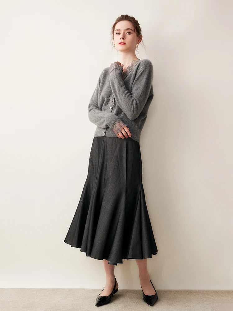 Cardigan Donna in Maglia con Dettagli in Pizzo e Bottoni | Valentina