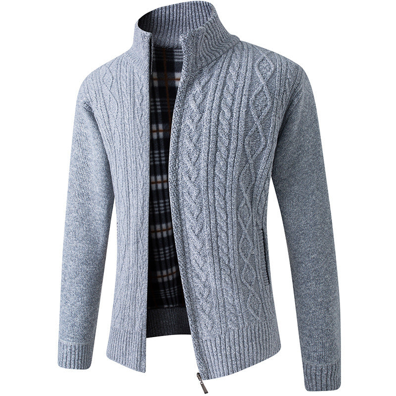 Cardigan Elegante in Velluto Per Uomo | Zarnel Grigio chiaro