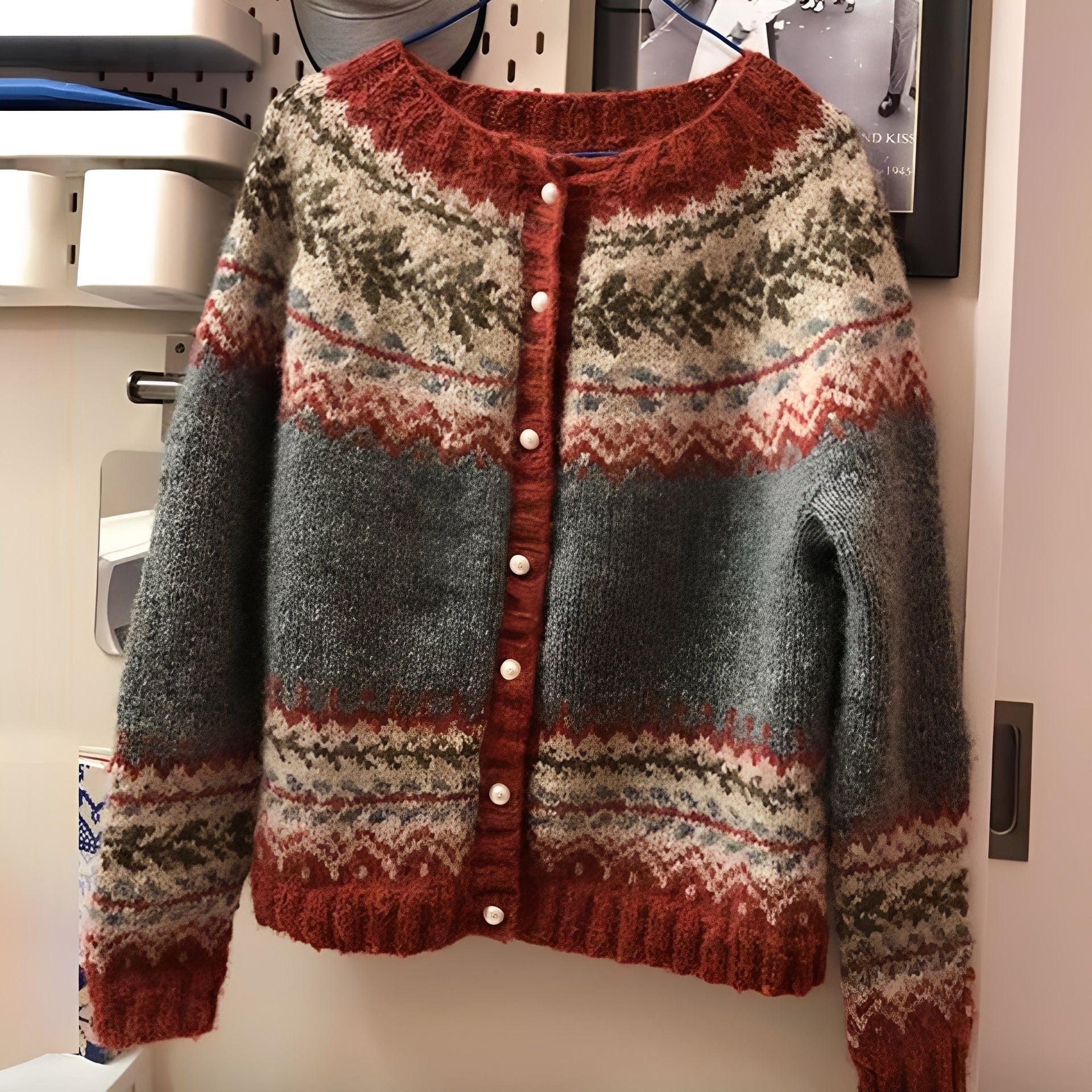 Cardigan Invernale Natalizio con Bottoni per Donna | Zilara Grigio