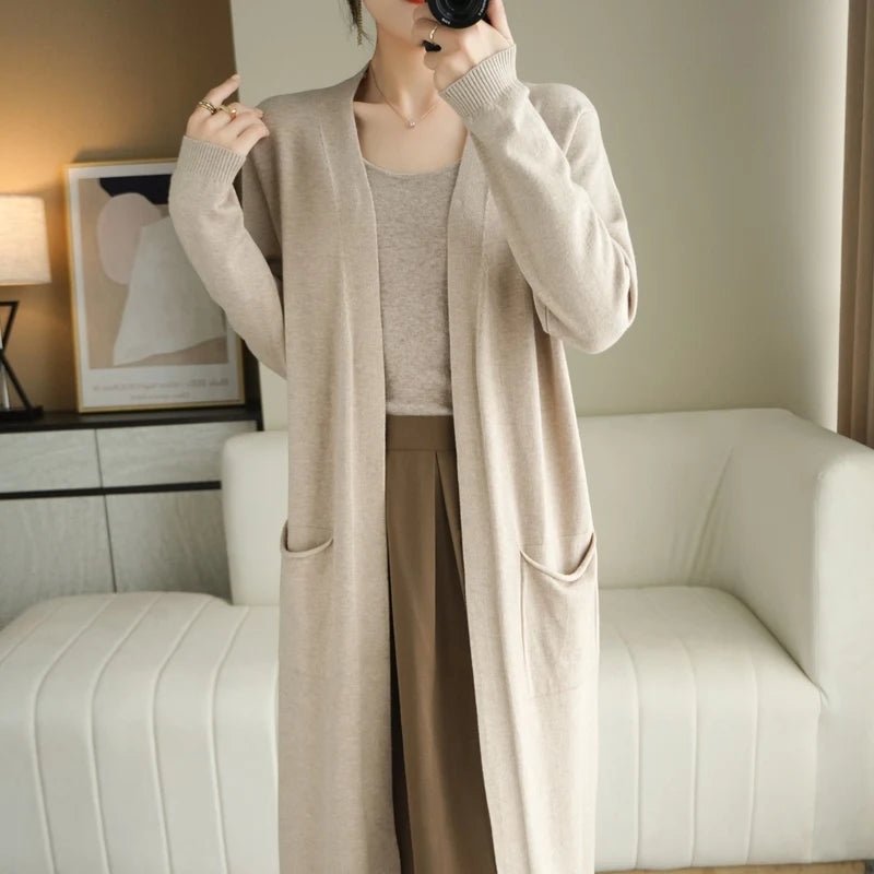 Cardigan Lungo Donna con Tasche | Laura Beige