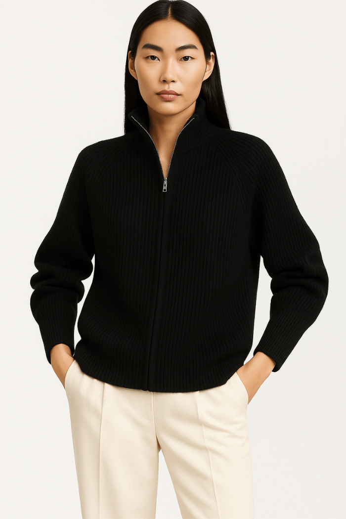 Cardigan con Zip in Maglia per Donna | Marta Nero