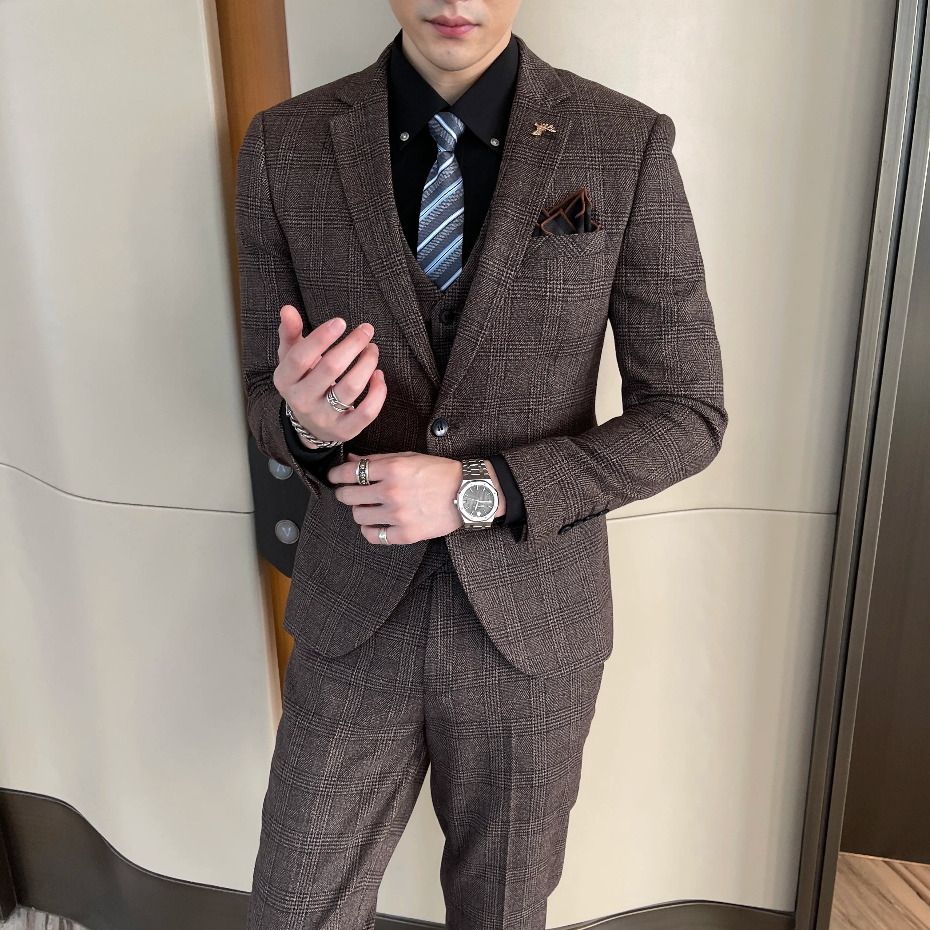Carlo | Completo Uomo Tre Pezzi Slim Fit a Quadri 1