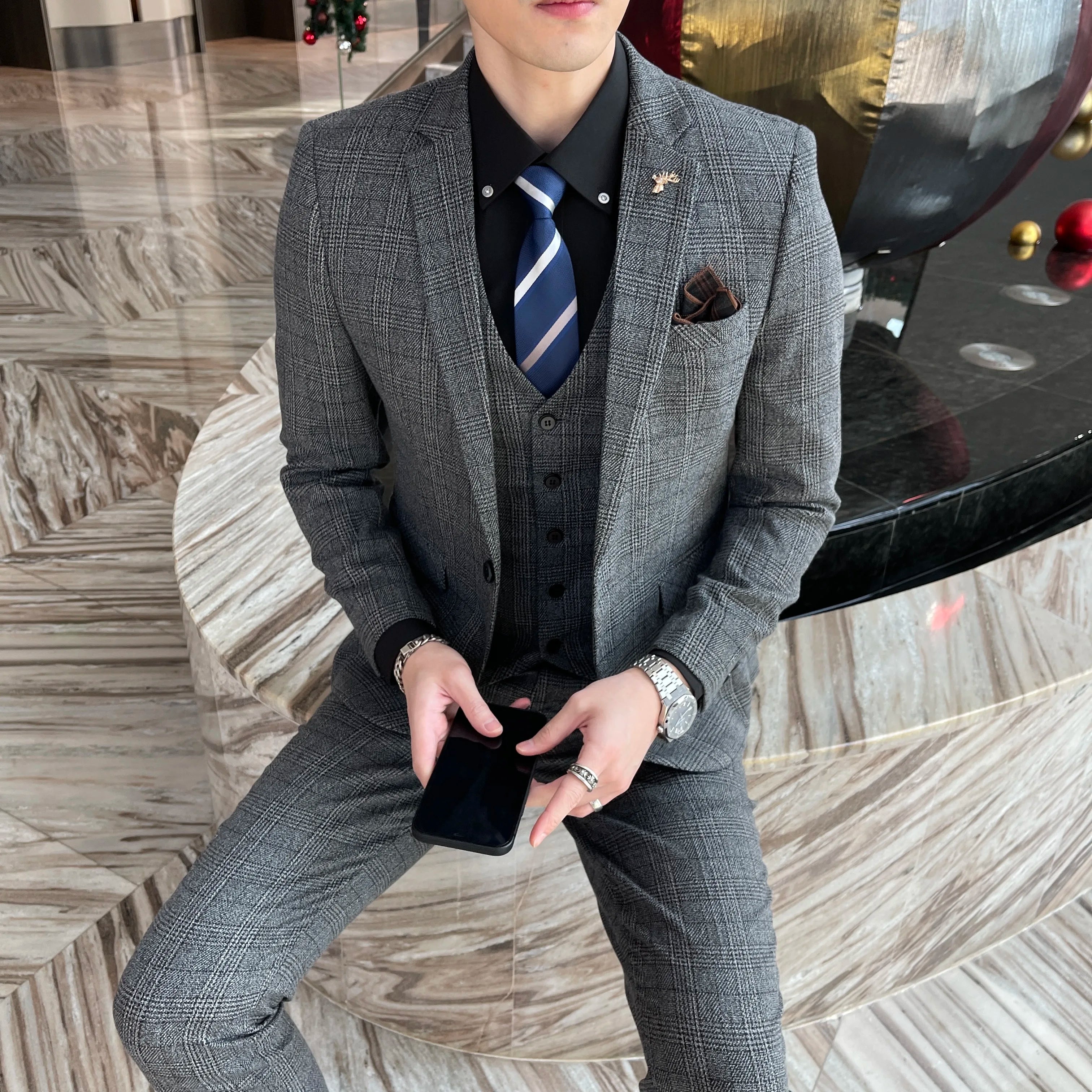 Carlo | Completo Uomo Tre Pezzi Slim Fit a Quadri 6