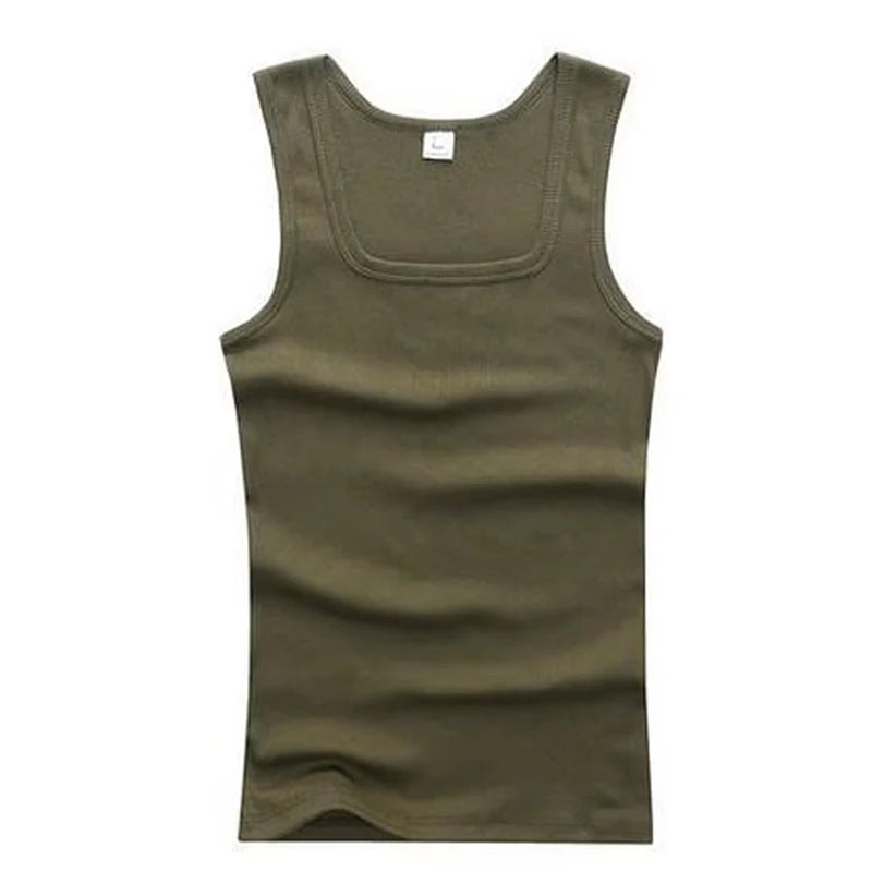 Cavino | Canotta Uomo Palestra Senza Maniche Verde Militare