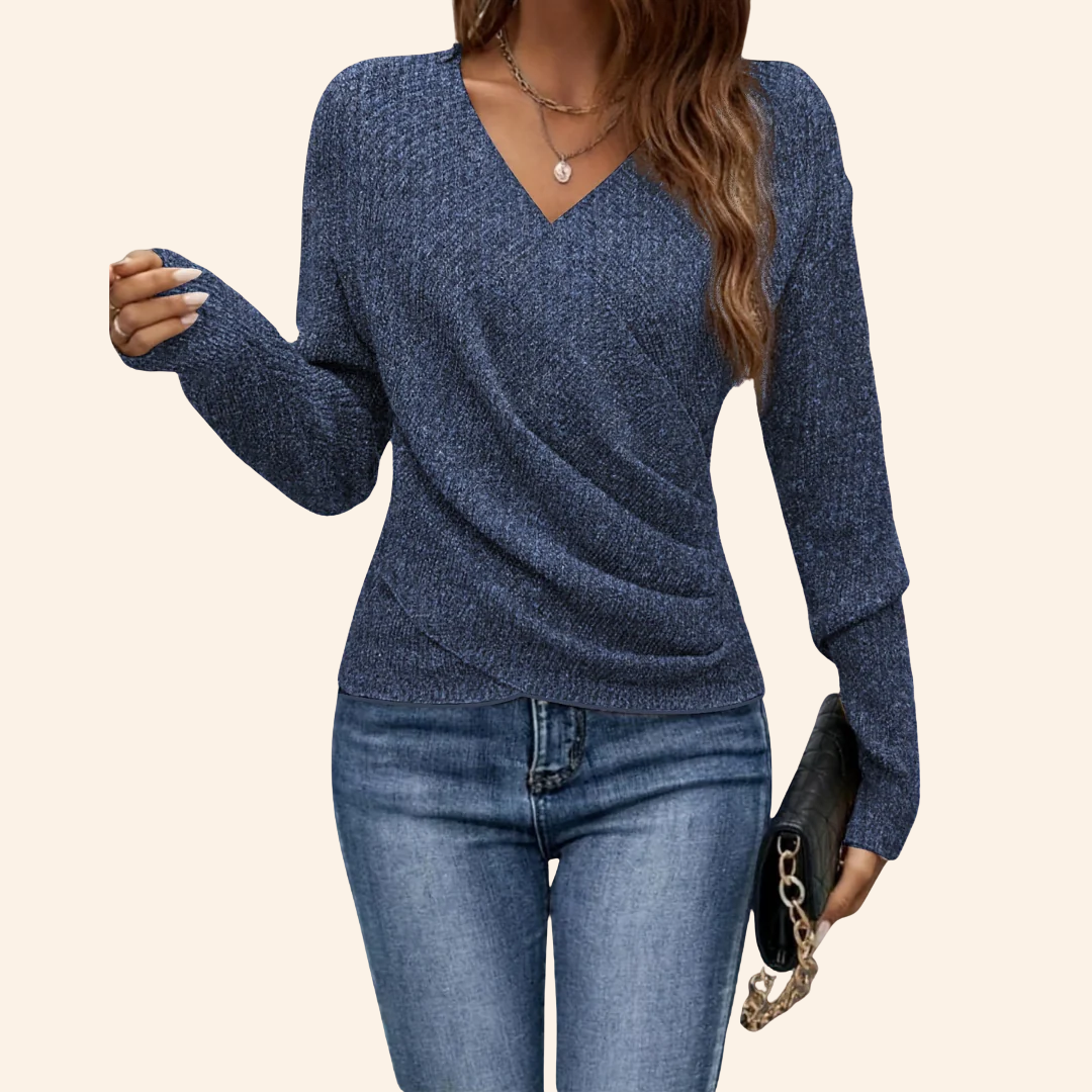 Civara | Donna Top Avvolgente Scollo a V Blu