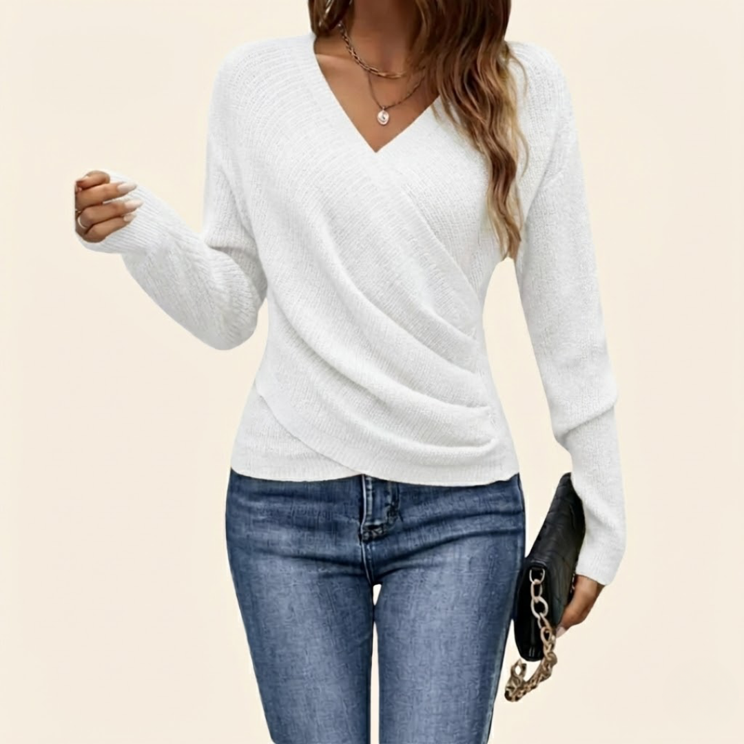 Civara | Donna Top Avvolgente Scollo a V Bianco
