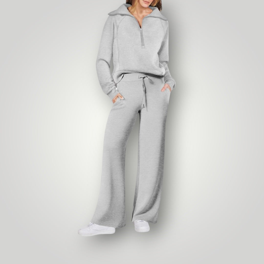 Completo Lounge Comodo a Gamba Larga per Donna | Paula Grigio Chiaro