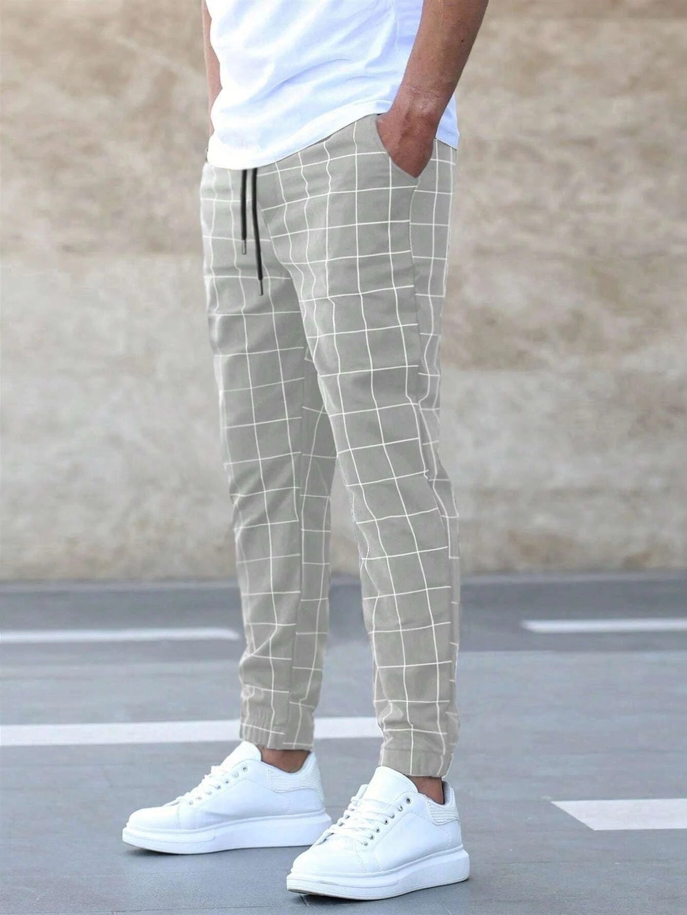Cortina | Pantaloni Jogger A Quadri Cachi