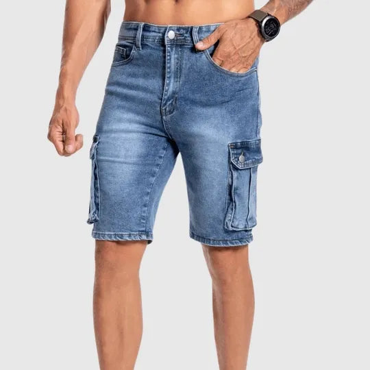 Dino | Pantaloncini Cargo Denim Con Tasche Laterali