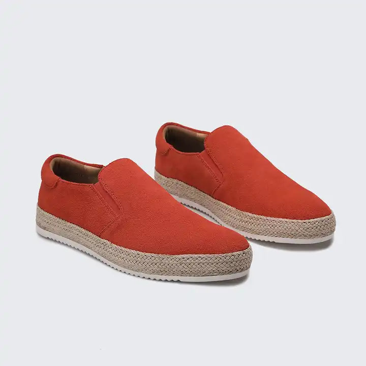 Espadrillas da Uomo in Pelle Scamosciata Senza Lacci | Capri Arancione