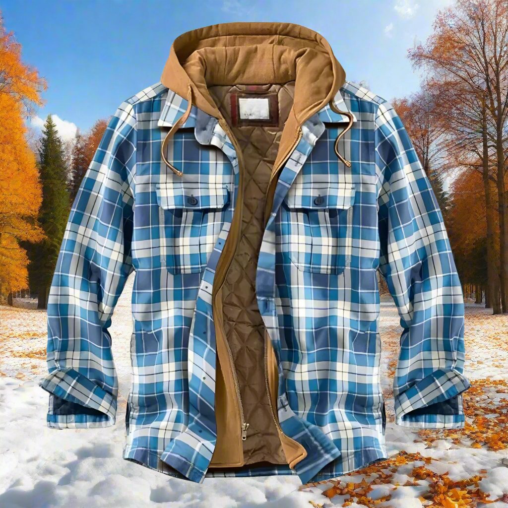 Giacca Calda Con Cappuccio A Quadri Per Uomo | Varnel