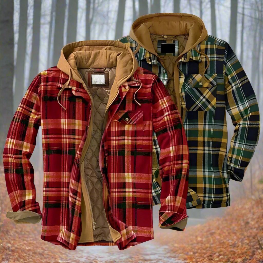 Giacca Calda Con Cappuccio A Quadri Per Uomo | Varnel