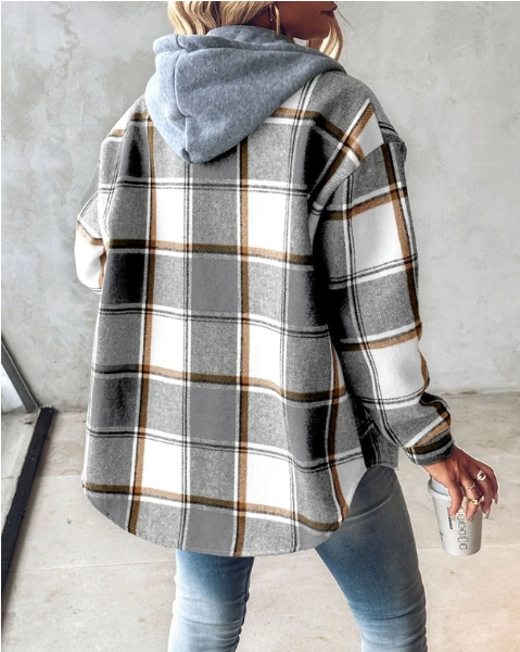 Giacca in Flanella a Quadri con Cappuccio per Donna | Eliana