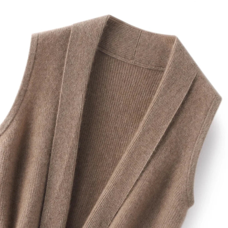 Gilet Senza Maniche in Maglia con Cintura da Donna | Elena