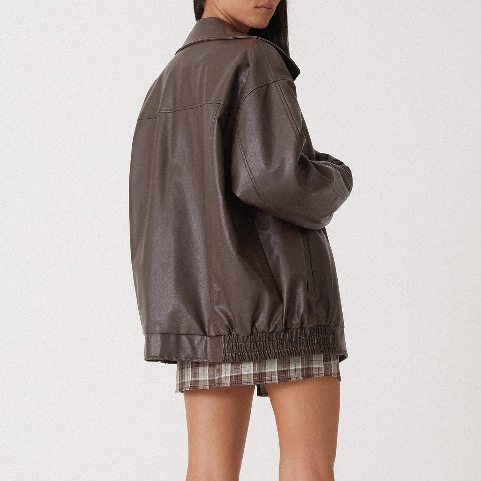 Giovanna | Donna Giacca Bomber Ecopelle Oversize Colletto a Revers 3