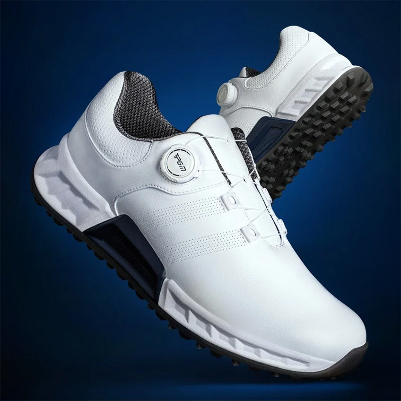 Giulio | Uomo Scarpa da Golf Lacci a Rotella Impermeabile Antiscivolo Bianco 1