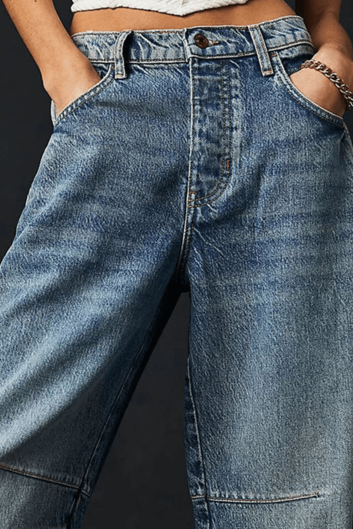 Jeans a Gamba Larga a Taglio a Barile da Donna | Shaina
