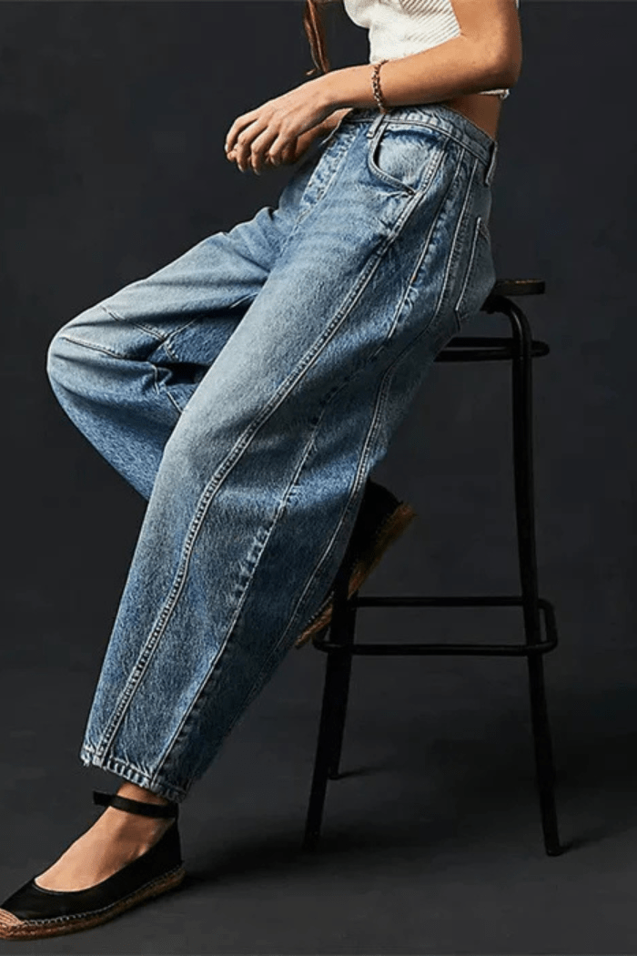 Jeans a Gamba Larga a Taglio a Barile da Donna | Shaina