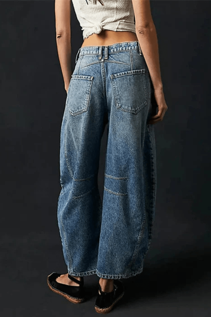 Jeans a Gamba Larga a Taglio a Barile da Donna | Shaina