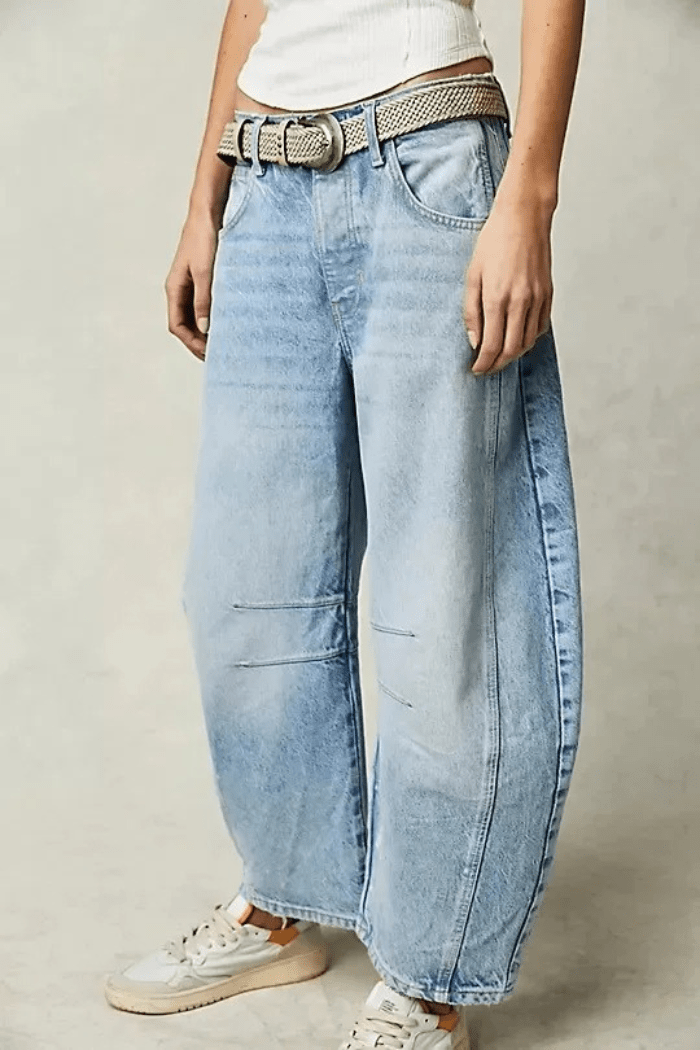 Jeans a Gamba Larga a Taglio a Barile da Donna | Shaina