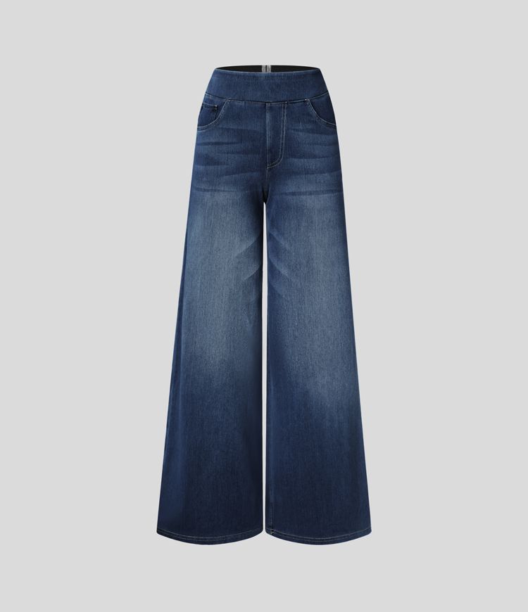 Jenny | Donna Jeans Gamba Larga Vita Alta Pull-On Elasticizzati 8