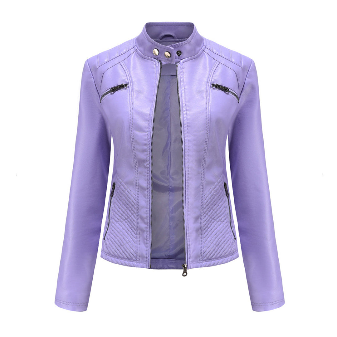 Jorven | Giacca Biker Donna Slim Fit in Pelle Sintetica con Zip Frontale 10