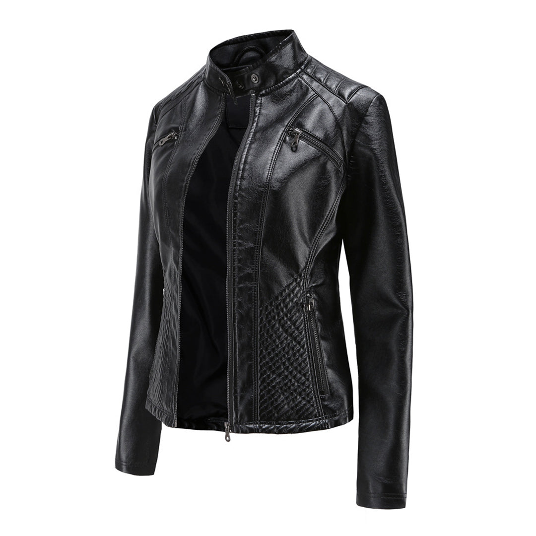 Jorven | Giacca Biker Donna Slim Fit in Pelle Sintetica con Zip Frontale 11