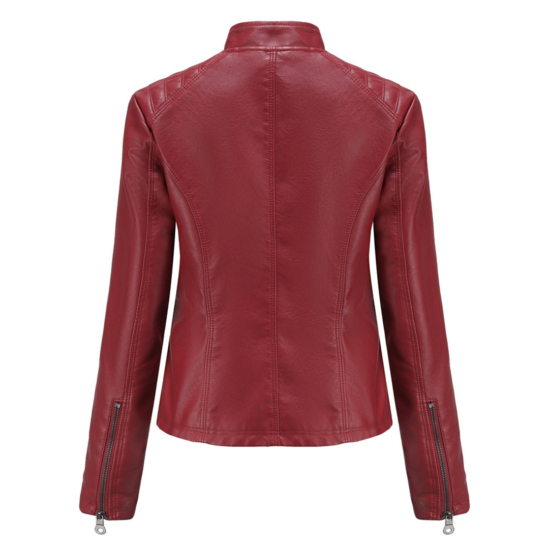 Jorven | Giacca Biker Donna Slim Fit in Pelle Sintetica con Zip Frontale 4