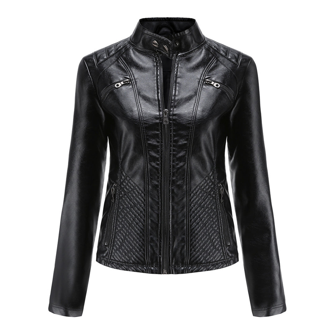 Jorven | Giacca Biker Donna Slim Fit in Pelle Sintetica con Zip Frontale 5