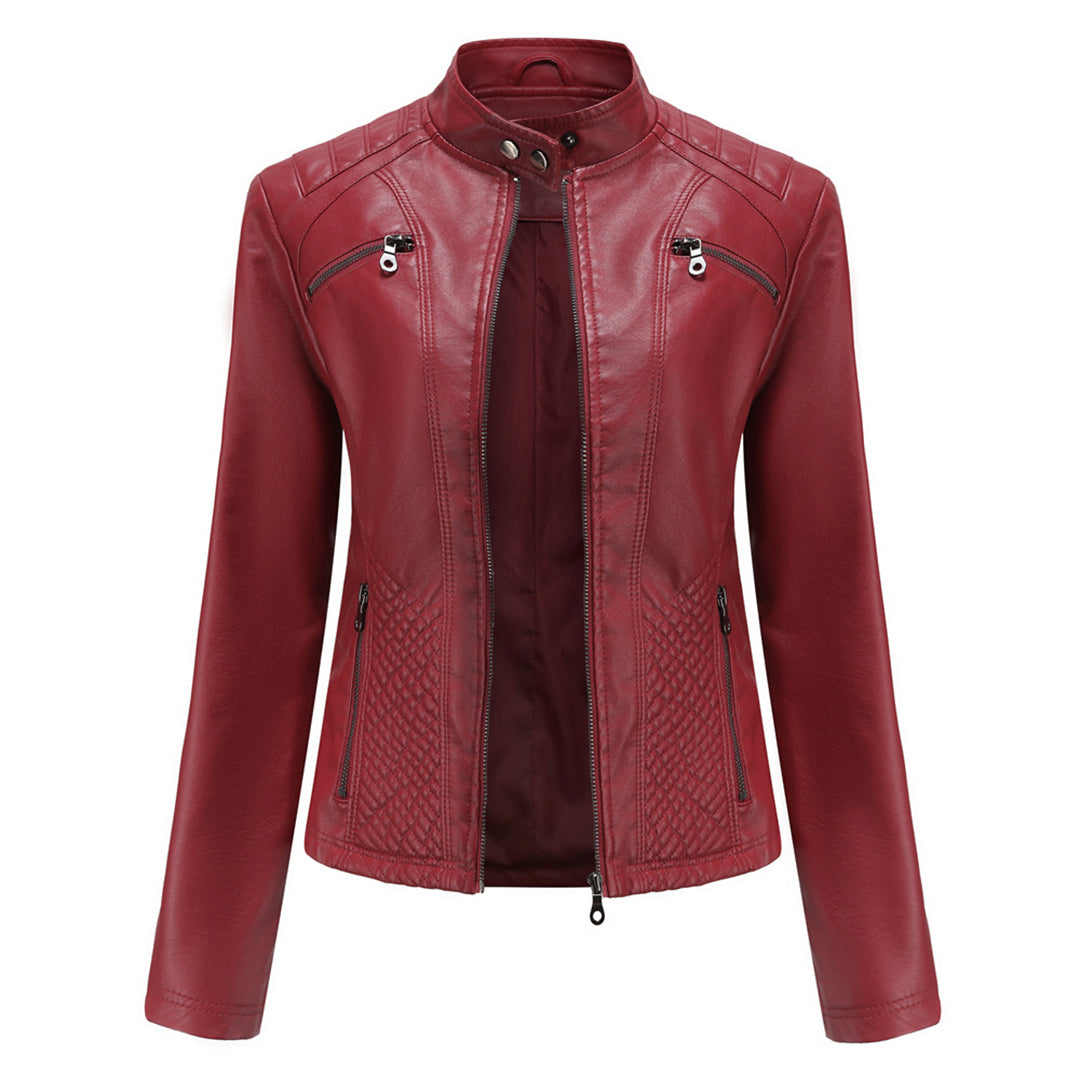Jorven | Giacca Biker Donna Slim Fit in Pelle Sintetica con Zip Frontale 7
