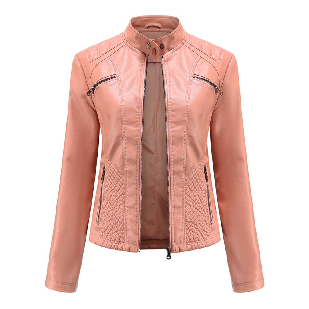 Jorven | Giacca Biker Donna Slim Fit in Pelle Sintetica con Zip Frontale 9
