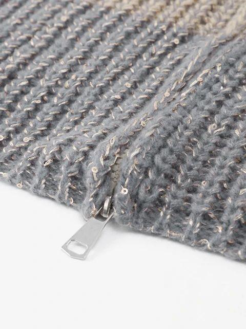 Knovela | Maglione Cashmere Donna Cardigan Oversize Paillettes Collo Alto 5