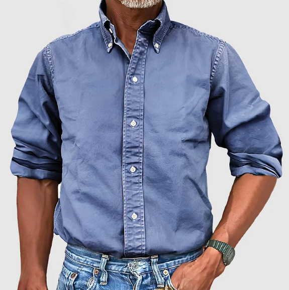 Lino | Camicia Classica Maniche Lunghe Blu