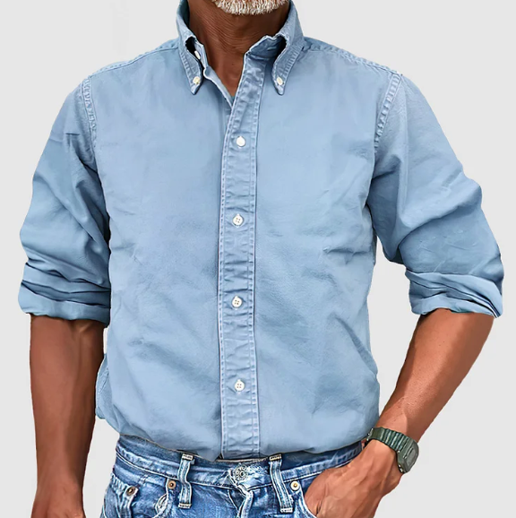Lino | Camicia Classica Maniche Lunghe Azzurro